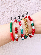 Load image into Gallery viewer, Christmas Red Green White Chevron $10 Stretch Bracelet