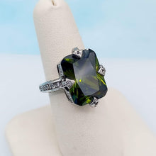 Load image into Gallery viewer, Green Antique Crystal Ring - Sterling Silver