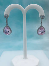 Load image into Gallery viewer, Pink CZ Pear Drop Dazzle Earrings - Sterling Silver