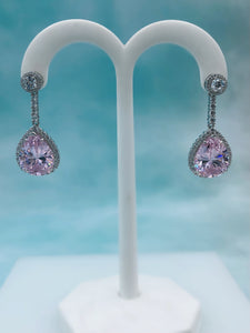 Pink CZ Pear Drop Dazzle Earrings - Sterling Silver