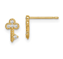 Load image into Gallery viewer, Madi K Key CZ  Post Earrings - 14K Gold