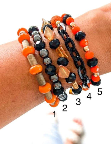 Orange and Black Halloween $10 Stretch Bracelet