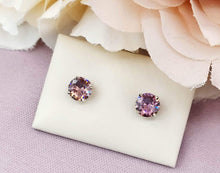 Load image into Gallery viewer, Pink Cognac Zircon Studs - 14K White Gold