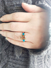 Load image into Gallery viewer, Honey Smokey Topaz and Blue Apatite Ring - 14K Rose Gold