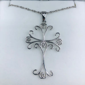 Ornate Cross Necklace - Sterling Silver