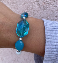 Load image into Gallery viewer, Blue Oval Center Bling Bracelet- Jojo Loves You