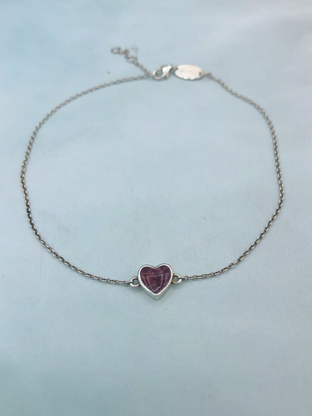 Delicate Dune Heart Anklet - Rose Petals