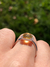 Load image into Gallery viewer, Checkerboard Citrine &amp; Diamond Ring - 14K White Gold