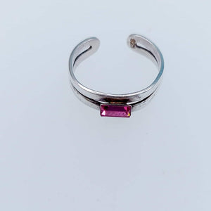 Pink Stone Toe Ring - Sterling Silver