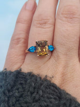 Load image into Gallery viewer, Honey Smokey Topaz and Blue Apatite Ring - 14K Rose Gold