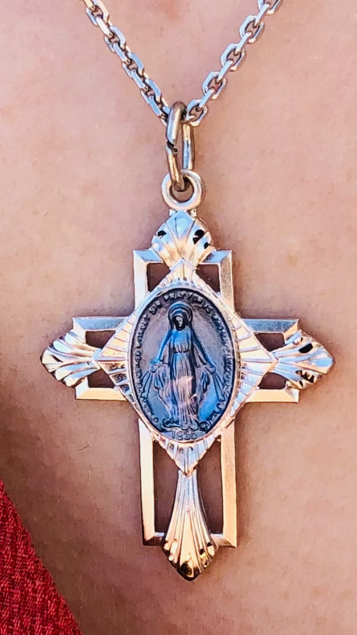 Miraculous medal sale cross necklace