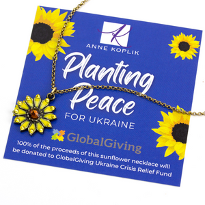 Planting Peace for Ukraine Crystal Sunflower Necklace