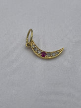 Load image into Gallery viewer, Ruby and Diamonds Moon Charm