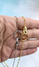 Load image into Gallery viewer, Two Rings with Screw Design Necklace on Ball Chain