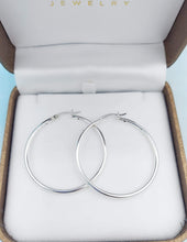 Load image into Gallery viewer, 1.5" Thin Silver Hoop Earrings - Sterling Silver