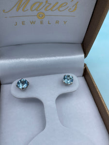 Aquamarine Earrings - 14K White Gold