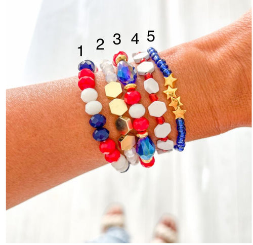 Red White and Blue Stars $10 Stretch Bracelet
