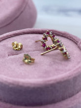 Load image into Gallery viewer, Ruby and Diamond Heart earrings