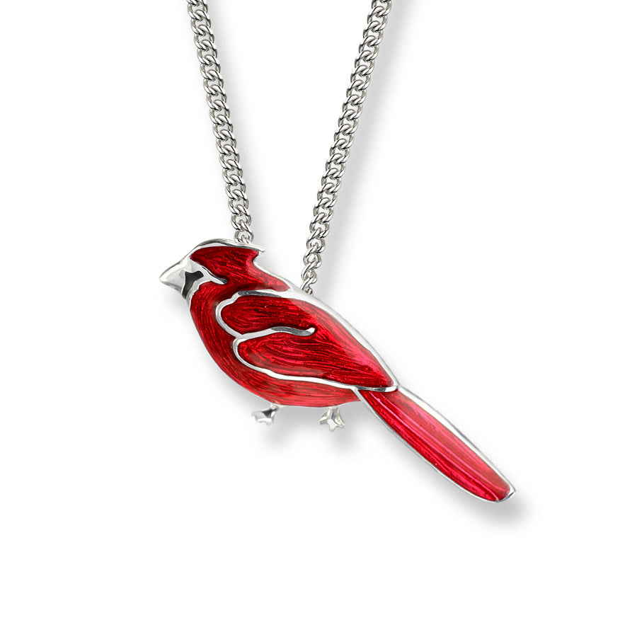  Vsoruln 925 Sterling Silver Red Cardinal Necklace for