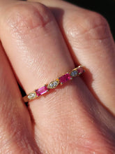 Load image into Gallery viewer, Emerald Cut Ruby and Diamond Band - 14K Yellow Gold
