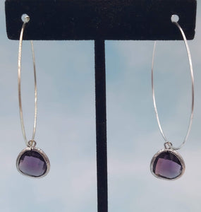 Plum - Gemstone Large Hoop Earring