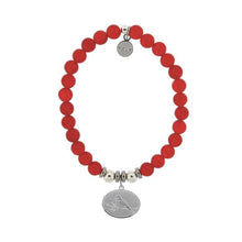 Load image into Gallery viewer, Cardinal Charm with Red Jade Beads Charity Bracelet