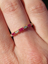 Load image into Gallery viewer, Emerald Cut Ruby and Diamond Band - 14K Yellow Gold