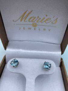 Aquamarine Earrings - 14K White Gold