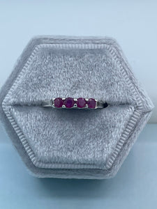 Four Stone Ruby Ring - Sterling Silver