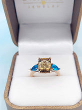 Load image into Gallery viewer, Honey Smokey Topaz and Blue Apatite Ring - 14K Rose Gold