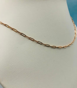 Paperclip Link Chain 16”- 14K Rose Gold