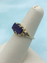 Load image into Gallery viewer, Amethyst Three Stone Ring - 14K Gold