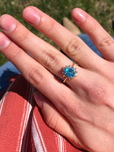 Load image into Gallery viewer, Paraiba Topaz Diamond Halo Ring