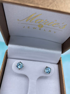 Aquamarine Earrings - 14K White Gold