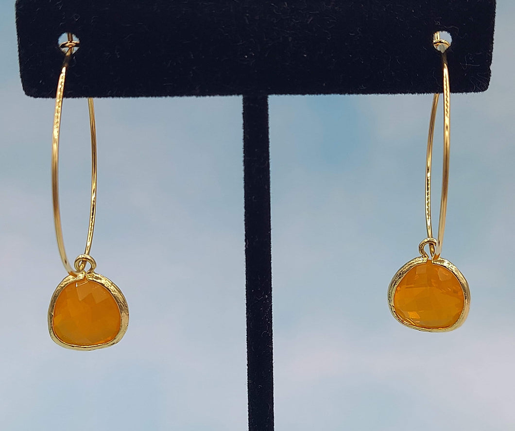 Honey - Gemstone Small Hoop Earrings