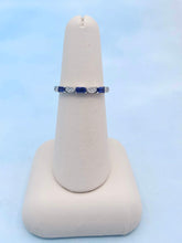 Load image into Gallery viewer, Emerald Cut Sapphire and Diamond Band - 14K White Gold