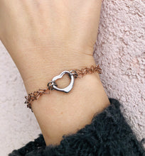 Load image into Gallery viewer, Rose &amp; Silver Heart Bracelet with Toggle