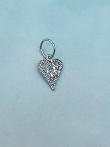 Pavé Diamond Charm on Paperclip Necklace- 14k White Gold
