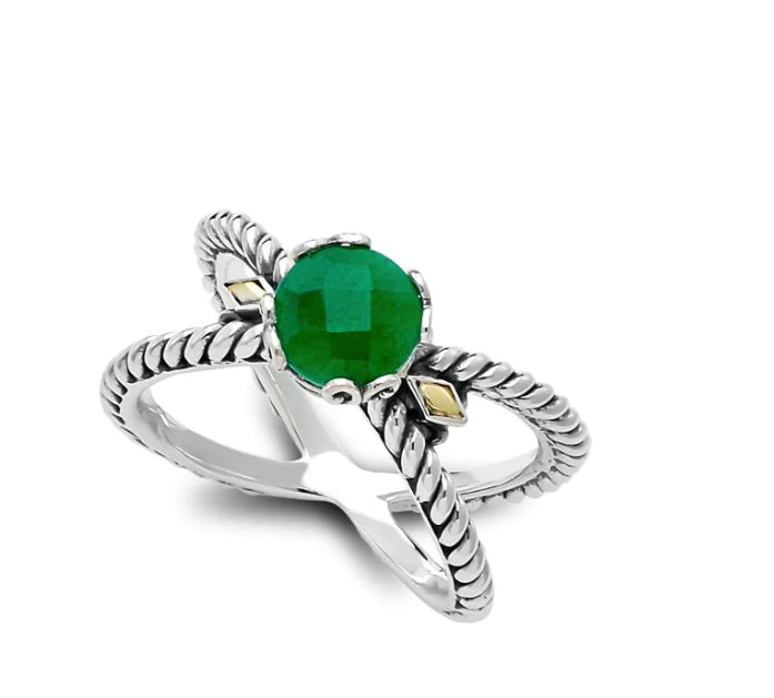 Emerald Glow “X”  Ring- May Birthstone