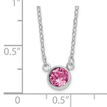 Load image into Gallery viewer, Pink Crystal Bezel Necklace - Sterling Silver
