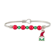 Load image into Gallery viewer, Crystal Pearl Holiday Gnome Bangle Bracelet - Luca and Danni