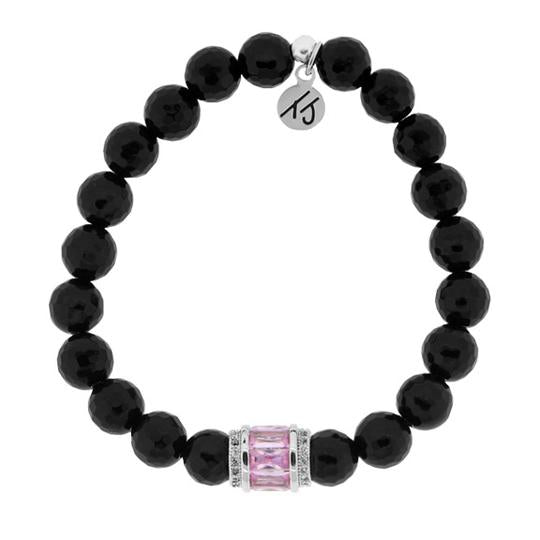 Elegance Collection - Onyx Stone Bracelet with Pink Crystal