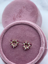 Load image into Gallery viewer, Ruby and Diamond Heart earrings