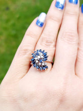 Load image into Gallery viewer, Swirling Sapphire &amp; Diamonds -14K Gold Ring