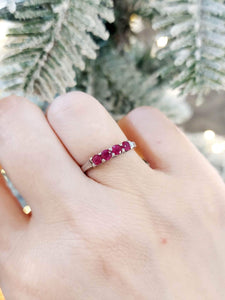 Four Stone Ruby Ring - Sterling Silver