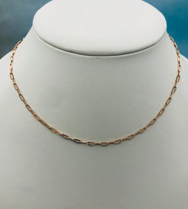 Paperclip Link Chain 16”- 14K Rose Gold