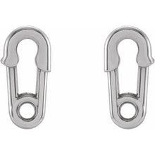 Load image into Gallery viewer, Safety Pin Stud Earrings -14K White Gold