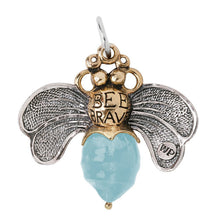 Load image into Gallery viewer, Bee Brave Pendant - Sterling Silver, Brass &amp; Aqua Resin