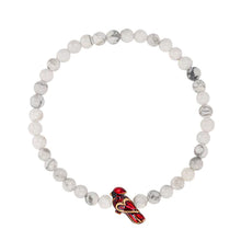 Load image into Gallery viewer, Red Cardinal Stretch Bracelet on Howlite