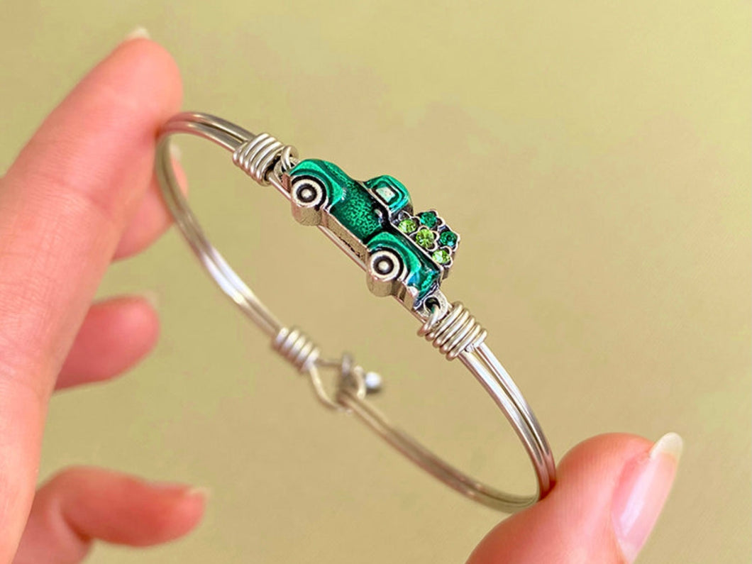 Saint Patrick's Day Green Truck Bangle Bracelet - Luca and Danni